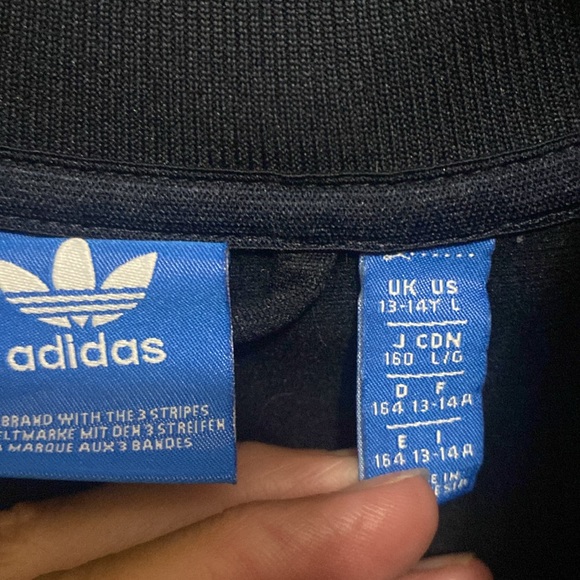 Adidas Jacket Navy with White Stripes Youth Large - Picture 4 of 5